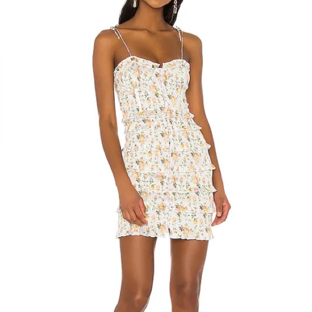 V. Chapman Floral Mini Dress in Cream and Yellow - Picture 12 of 12